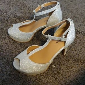 Silver Sparkly Heels (wide width)